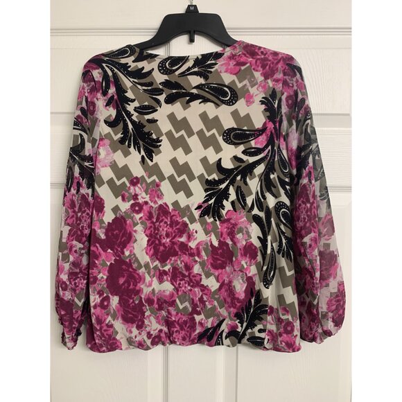 Alfani Paisley Floral Rhinestone Casual Blouse Size P/S - Picture 3 of 8